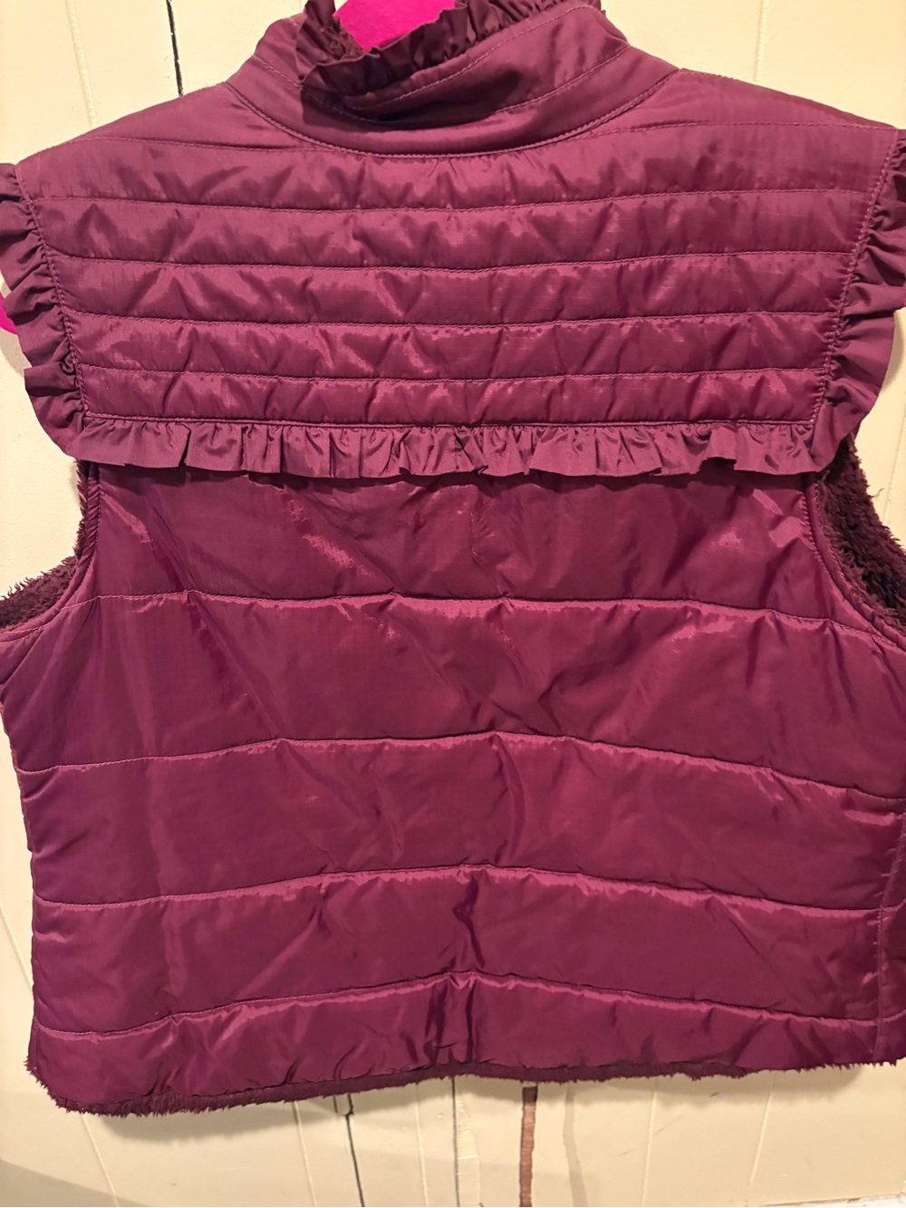 Free People Quilted Ruffle-Trim Vest in Plum - Picture 3 of 3
